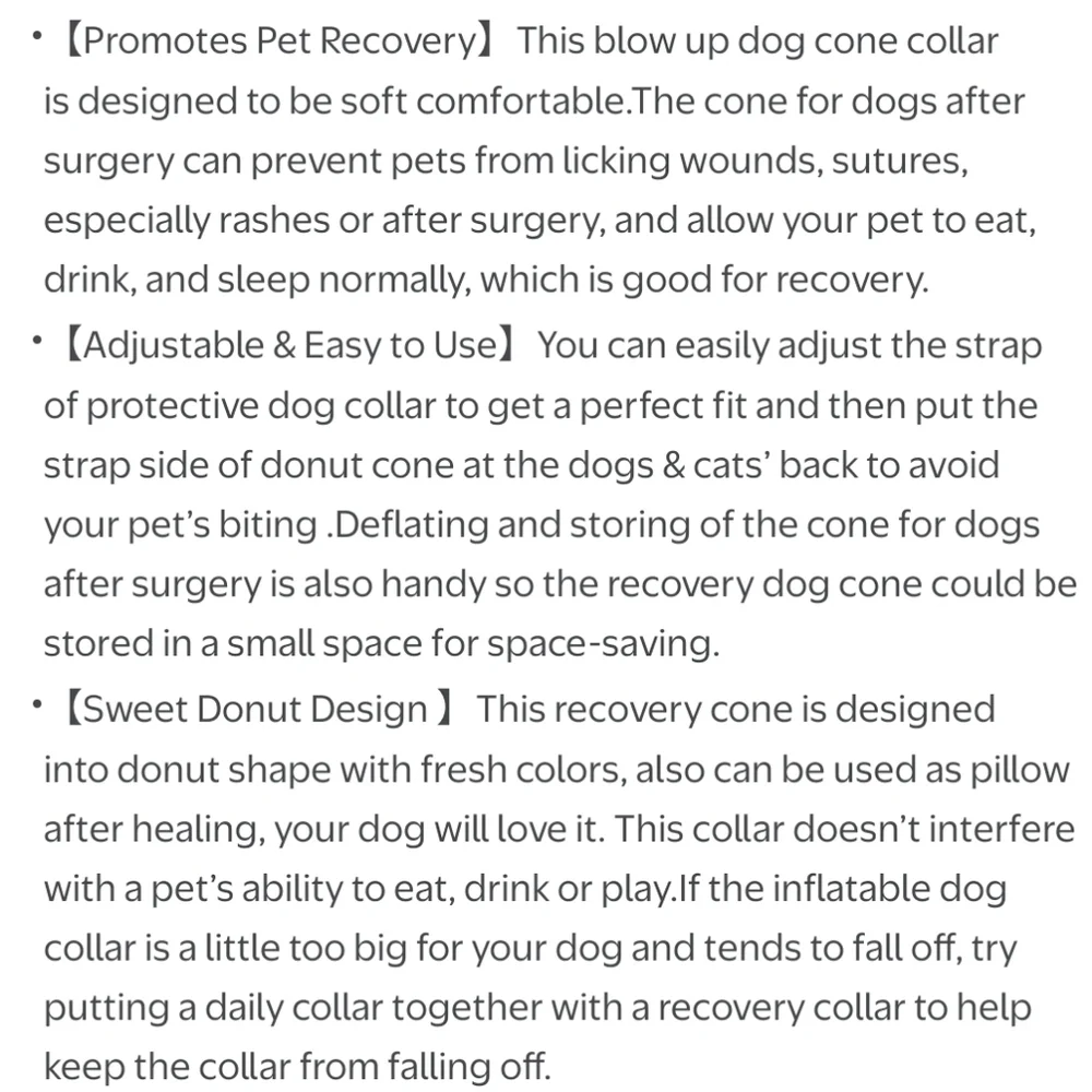 Soft Pink Donut Inflatable Dog Cone E Collar Post Surgery Recovery Size L